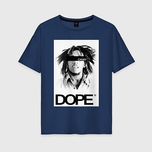 Женская футболка оверсайз Bob Marley Dope / Тёмно-синий – фото 1