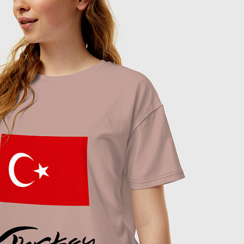 Женская футболка оверсайз Turkey / Пыльно-розовый – фото 3