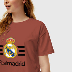 Футболка оверсайз женская Real Madrid Lines, цвет: кирпичный — фото 2