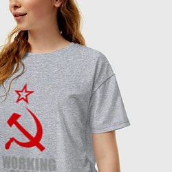 Футболка оверсайз женская Working class hero, цвет: меланж — фото 2