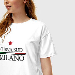 Футболка оверсайз женская Curva Sud: Milano FC цвета белый — фото 2
