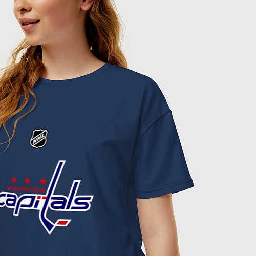 Женская футболка оверсайз Washington Capitals: Ovechkin 8 / Тёмно-синий – фото 3