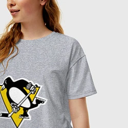 Футболка оверсайз женская Pittsburgh Penguins: Malkin 71, цвет: меланж — фото 2
