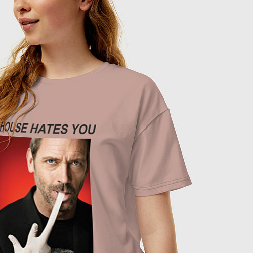 Женская футболка оверсайз House Hates You / Пыльно-розовый – фото 3