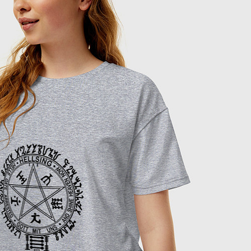 Женская футболка оверсайз Hellsing Pentagram / Меланж – фото 3