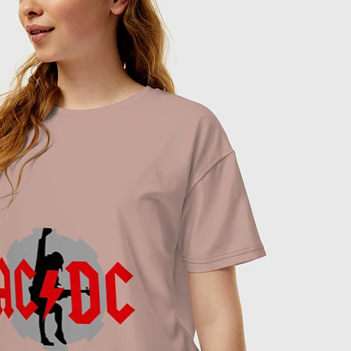 Женская футболка оверсайз AC/DC: Angus Young / Пыльно-розовый – фото 3