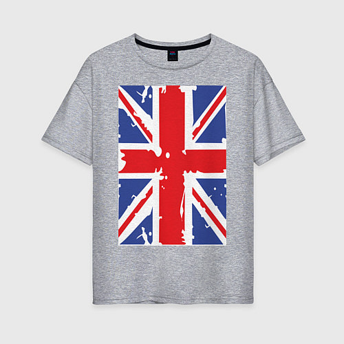 Женская футболка оверсайз Британский флаг / Меланж – фото 1