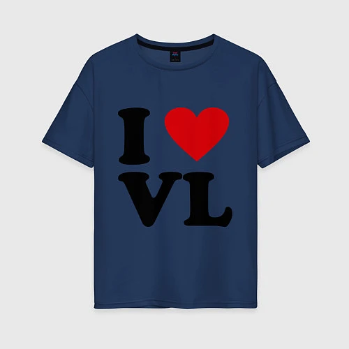 Женская футболка оверсайз I love VL / Тёмно-синий – фото 1