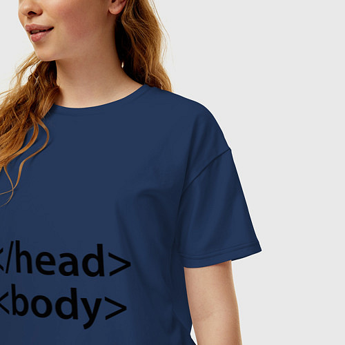 Женская футболка оверсайз Head Body / Тёмно-синий – фото 3