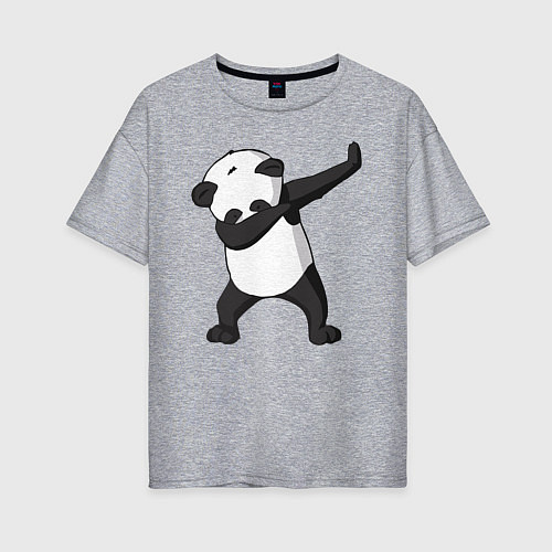 Женская футболка оверсайз Panda dab / Меланж – фото 1