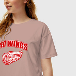 Футболка оверсайз женская Detroit Red Wings, цвет: пыльно-розовый — фото 2