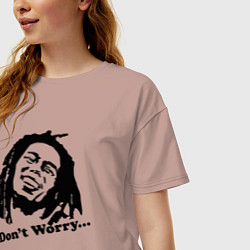 Футболка оверсайз женская Bob Marley: Don't worry, цвет: пыльно-розовый — фото 2