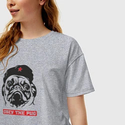 Футболка оверсайз женская Obey the pug, цвет: меланж — фото 2