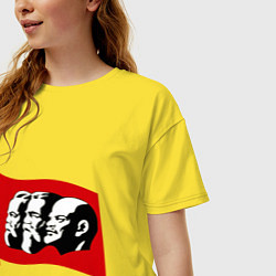 Футболка оверсайз женская Маркс, Энгельс, Ленин, цвет: желтый — фото 2