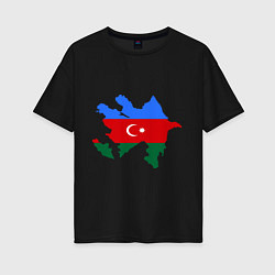 Футболка оверсайз женская Azerbaijan map, цвет: черный