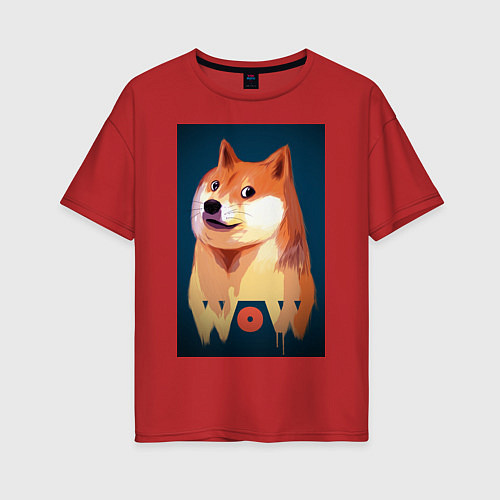 Женская футболка оверсайз Wow Doge / Красный – фото 1