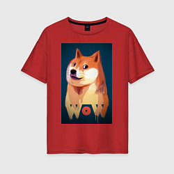 Футболка оверсайз женская Wow Doge, цвет: красный