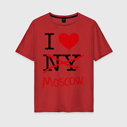 Футболка оверсайз женская I love Moscow, цвет: красный