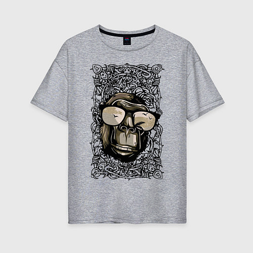 Женская футболка оверсайз Шимпанзе арт / Меланж – фото 1