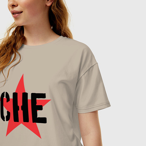 Женская футболка оверсайз Че Гевара - звезда / Миндальный – фото 3