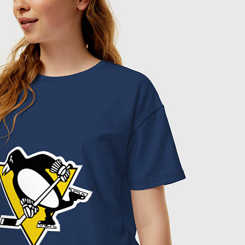 Женская футболка оверсайз Pittsburgh Penguins / Тёмно-синий – фото 3