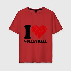 Женская футболка оверсайз I love volleyball - Я люблю волейбол