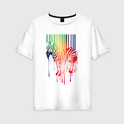 Женская футболка оверсайз Color zebra