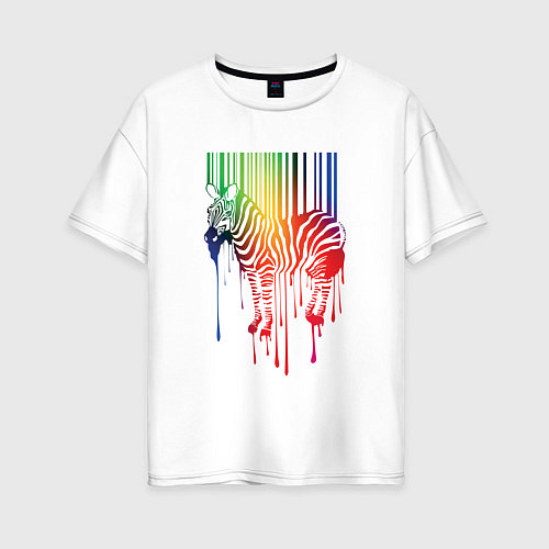Женская футболка оверсайз Color zebra / Белый – фото 1