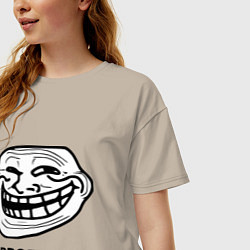 Футболка оверсайз женская Trollface. Problem? Проблемы?, цвет: миндальный — фото 2