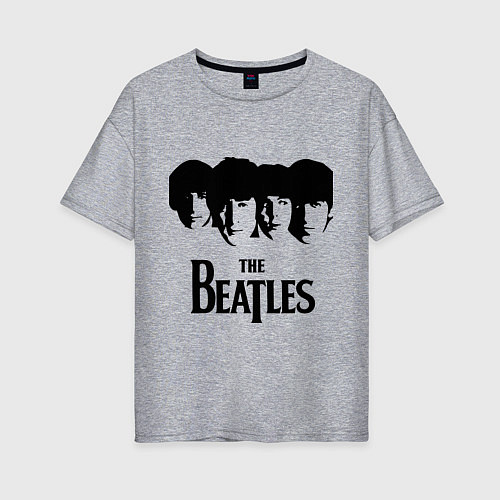 Женская футболка оверсайз The Beatles: Faces / Меланж – фото 1