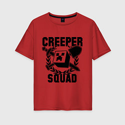 Футболка оверсайз женская Creeper Squad, цвет: красный
