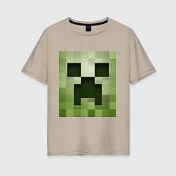 Футболка оверсайз женская Мinecraft creeper, цвет: миндальный