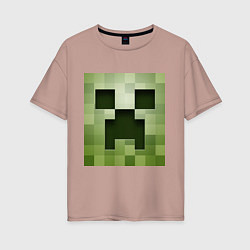 Футболка оверсайз женская Мinecraft creeper, цвет: пыльно-розовый