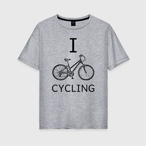 Женская футболка оверсайз I love cycling / Меланж – фото 1
