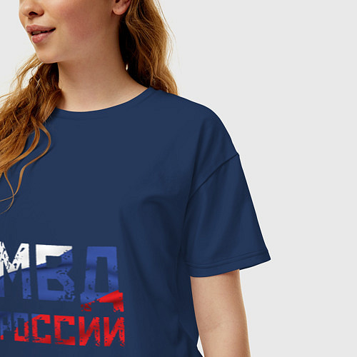 Женская футболка оверсайз МВД России / Тёмно-синий – фото 3
