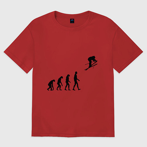 Женская футболка оверсайз Эволюция лыжник / Красный – фото 1