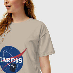 Футболка оверсайз женская Tardis NASA, цвет: миндальный — фото 2