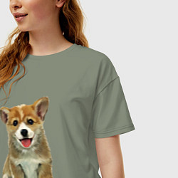Футболка оверсайз женская Песик коржик, цвет: авокадо — фото 2