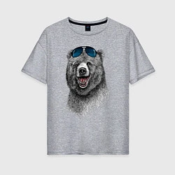 Женская футболка оверсайз Медведь в очках