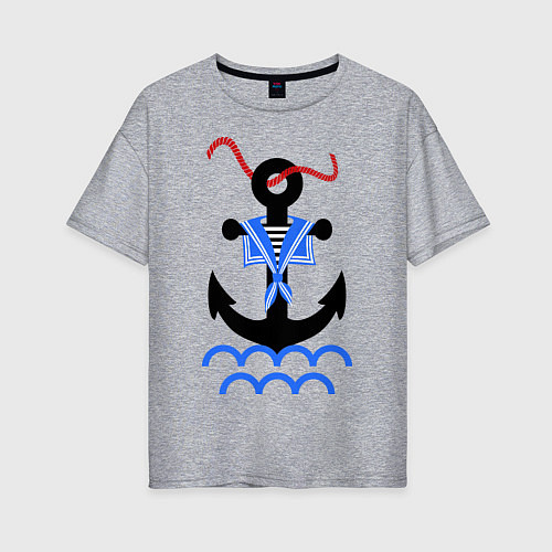 Женская футболка оверсайз Морской якорь / Меланж – фото 1