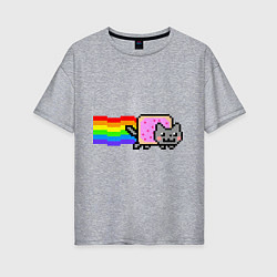 Женская футболка оверсайз Nyan Cat