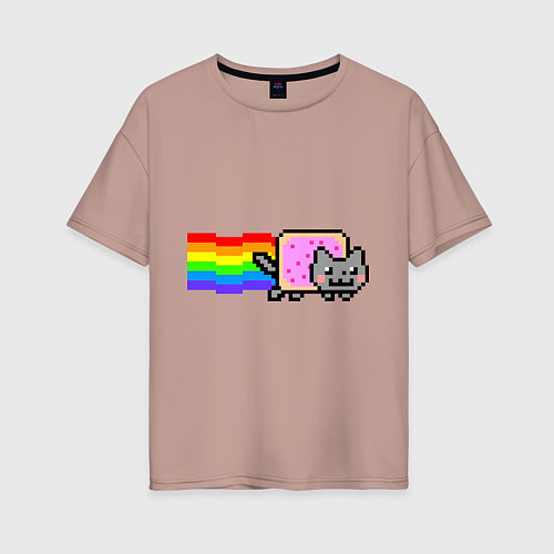 Женская футболка оверсайз Nyan Cat / Пыльно-розовый – фото 1