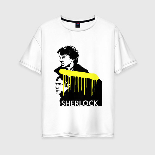 Женская футболка оверсайз Sherlock: Yellow line / Белый – фото 1