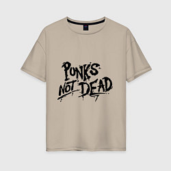 Футболка оверсайз женская Punks not dead, цвет: миндальный