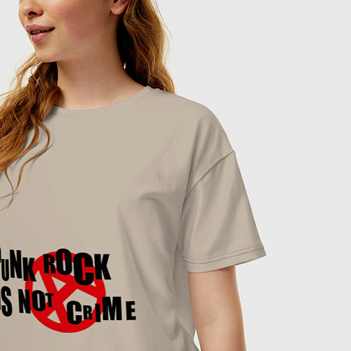 Женская футболка оверсайз Punk Rock is not a crime / Миндальный – фото 3