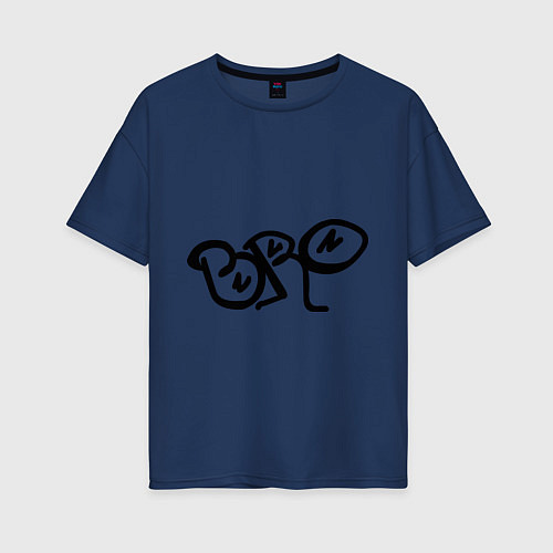 Женская футболка оверсайз Бро / Тёмно-синий – фото 1