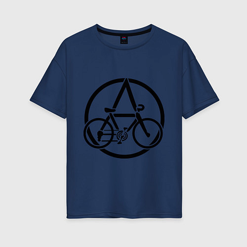 Женская футболка оверсайз Anarchy Bike / Тёмно-синий – фото 1