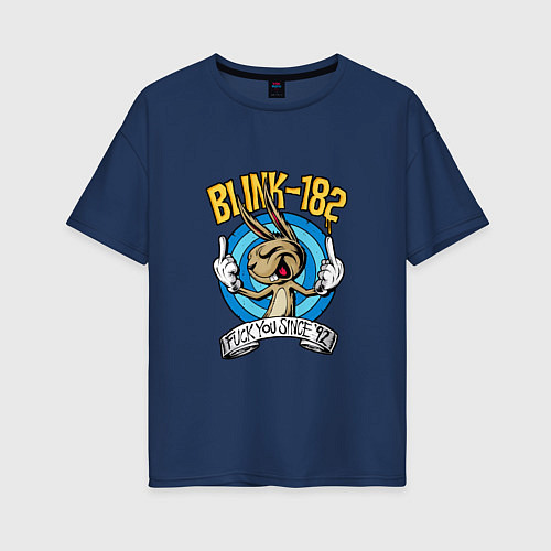 Женская футболка оверсайз Blink-182: Fuck you / Тёмно-синий – фото 1