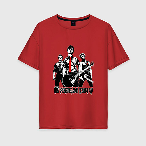 Женская футболка оверсайз Группа Green Day / Красный – фото 1
