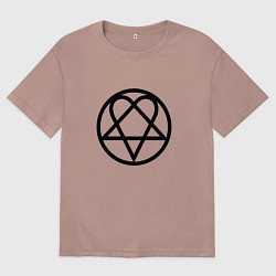 Футболка оверсайз женская HIM Symbol, цвет: пыльно-розовый